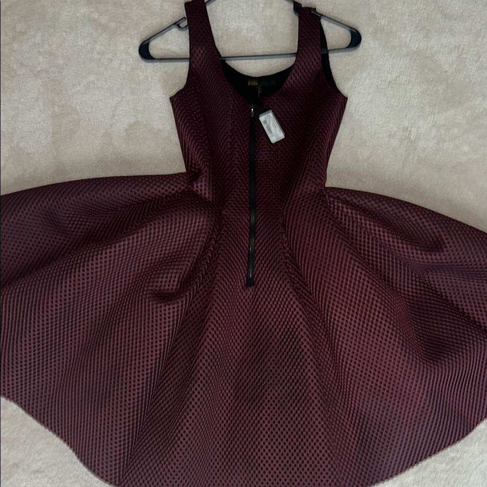 Maje Elegant Burgundy Fit and Flare Dress sz1
